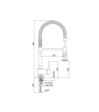 Miscelatore monocomando per lavello con canna orientabile Stick SK177CR