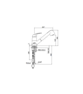 Miscelatore monocomando per lavello con doccetta estraibile Paffoni serie Apollo 3 APM3183CR