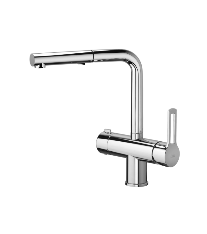 Miscelatore monocomando per lavello con doccetta estraibile Paffoni serie Ringo RIN295CR-MET