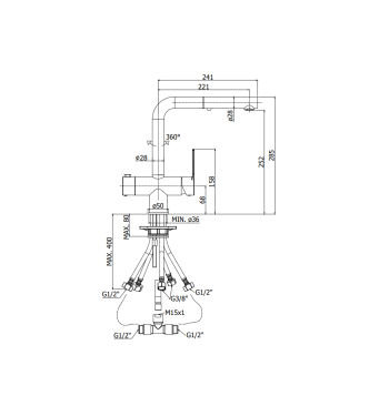 Miscelatore monocomando per lavello con doccetta estraibile Paffoni serie Ringo RIN295CR-MET