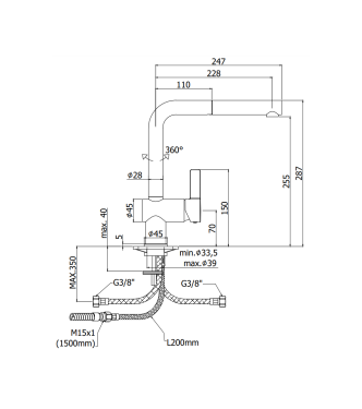 Miscelatore monocomando per lavello con doccetta estraibile Paffoni serie Rock RO185CR