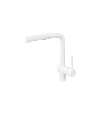 Miscelatore monocomando per lavello con doccino estraibile bianco opaco Paffoni serie Light LIG285BO-MET