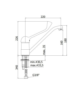 Miscelatore monocomando per lavello con leva clinica Paffoni serie Duemila DU303CR