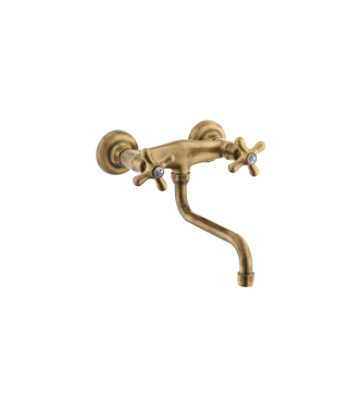 Gruppo lavello a muro con canna orientabile bronzato Paffoni serie Iris IRV161BR