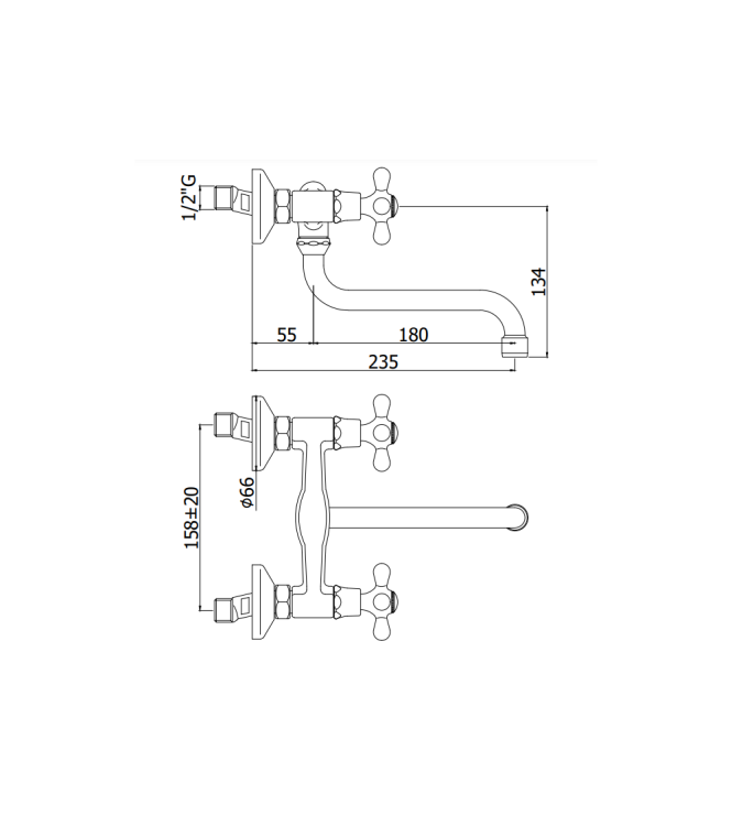 Gruppo lavello a muro con canna orientabile Gold Finish Paffoni serie Iris IRV161GF
