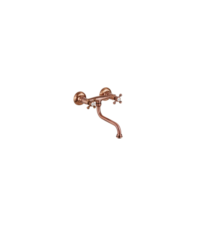 Gruppo lavello a muro con canna orientabile ramato Paffoni serie Belinda-Melissa FBLV161RM