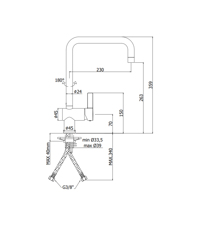 Miscelatore monocomando per lavello cucina con canna orientabile Paffoni serie Rock RO980CR