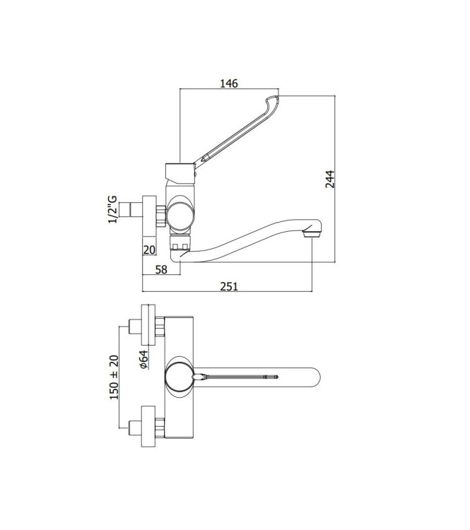 Miscelatore per lavello a parete Paffoni serie Apollo 3 APM3161CR