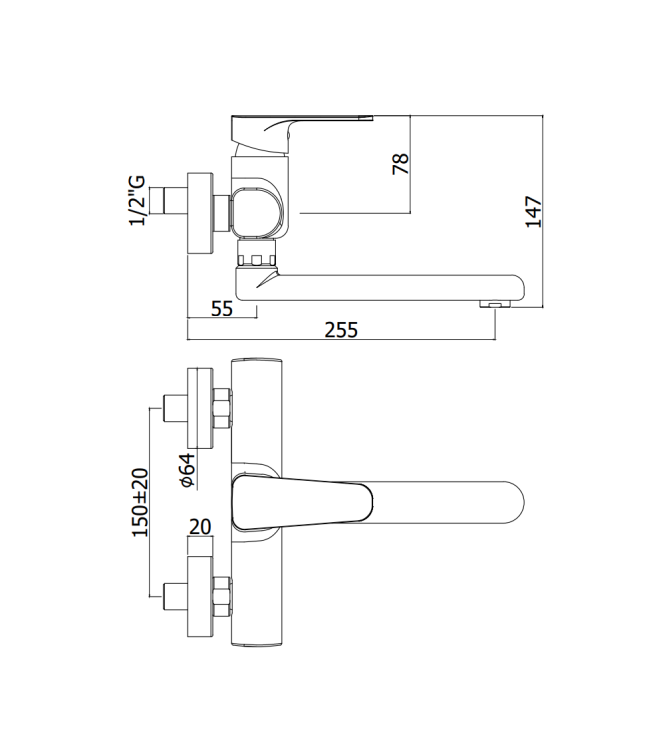 Miscelatore per lavello a parete Paffoni serie Sly SY161CR