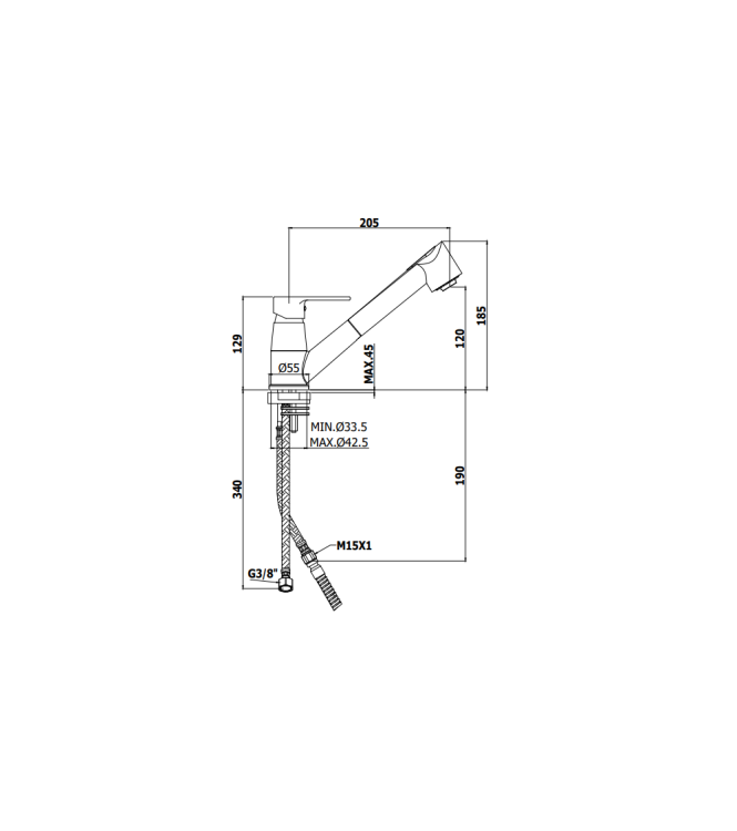 Miscelatore per lavello monocomando con doccia estraibile Paffoni serie Red RED183CR