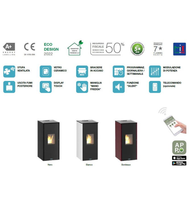 STUFA A PELLET ROVIGO 10 KW 5 STELLE BORDEAUX - ITALICAL 104434D4