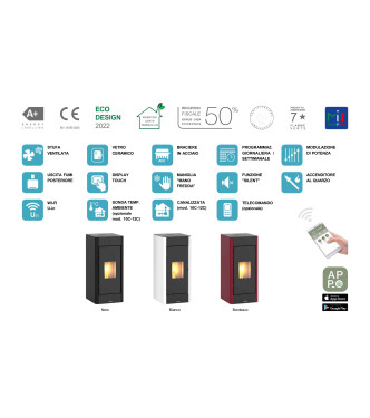 STUFA A PELLET VERONA 10 KW CANALIZZABILE 5 STELLE BIANCA - ITALICAL 104040D1