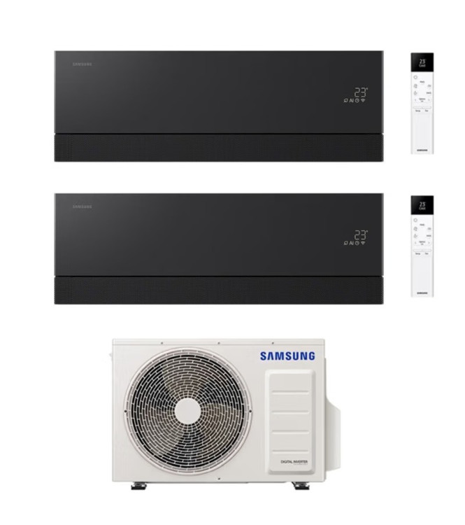 CONDIZIONATORE SAMSUNG DUAL SPLIT WINDFREE PREMIÈRE 9000+9000 BTU NERO WIFI INVERTER AJ080TXJ4KG/EU A++