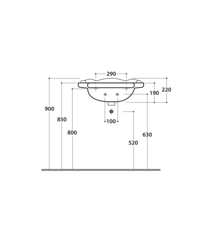 Lavabo in ceramica 62x54 cm Globo Paestum PA057BI