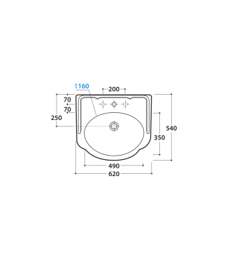 Lavabo in ceramica 62x54 cm Globo Paestum PA057BI