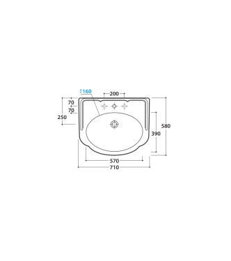 Lavabo in ceramica 71x58 cm Globo Paestum PA006BI