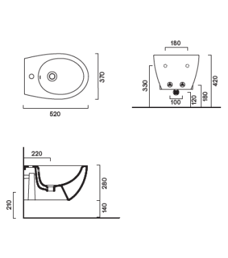 ITALY WALL HUNG BIDET 52x37 - 0718521001