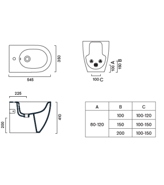 SFERA BIDET 55x35 A PAVIMENTO BIANCO LUCIDO CATALANO - 0519551001