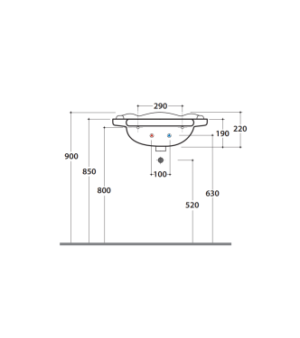 Lavabo in ceramica 62x54 cm Globo Paestum PA057BI