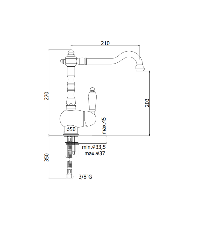 MISCELATORE LAVELLO MONOCOMANDO CANNA ORIENTABILE PAFFONI SERIE BELINDA-MELISSA FME181CR