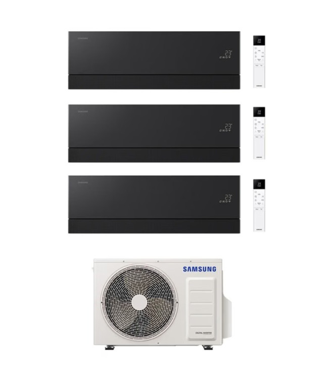 CONDIZIONATORE SAMSUNG TRIAL SPLIT WINDFREE PREMIÈRE 12000+12000+12000 BTU NERO WIFI INVERTER AJ080TXJ4KG/EU A++