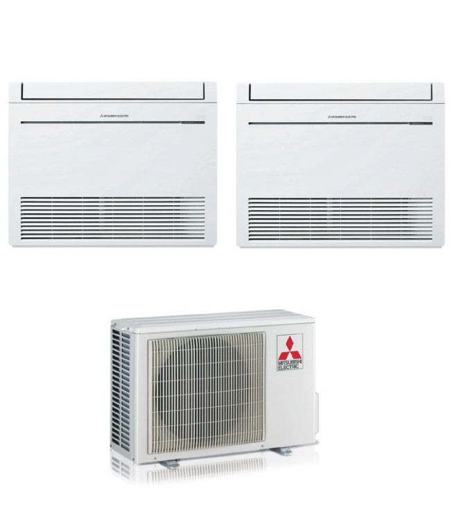CONDIZIONATORE MITSUBISHI DUAL SPLIT MFZ-KT A PAVIMENTO CONSOLE 9000+9000 BTU INVERTER MXZ-2F42VF4 A+++