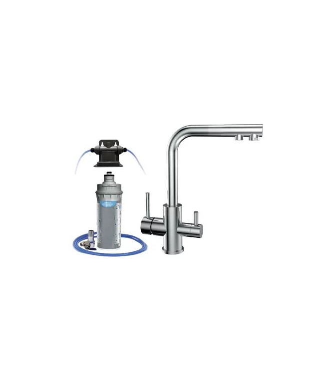 KIT MICROFILTRAZIONE PER ACQUA DA BERE CON RUBINETTO 3 VIE ARGENTO EUROACQUE KARGENT3N