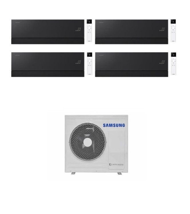 CONDIZIONATORE SAMSUNG QUADRI SPLIT WINDFREE PREMIÈRE 9000+12000+12000+12000 BTU NERO WIFI INVERTER AJ100TXJ5KG/EU A++