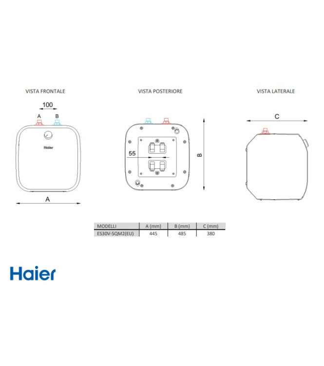 SCALDACQUA ELETTRICO SOTTO LAVELLO 30 LITRI - HAIER GA0SCRE00