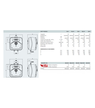 SCALDACQUA ELETTRICO SOPRALAVELLO ANDRIS RS 15 LITRI - ARISTON 3100334