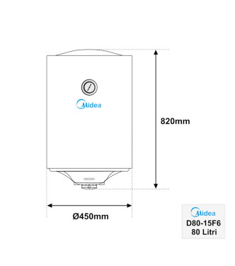 MIDEA VERTICAL ELECTRIC WATER HEATER 1500 W 80 LITERS WHITE / D80-15F6
