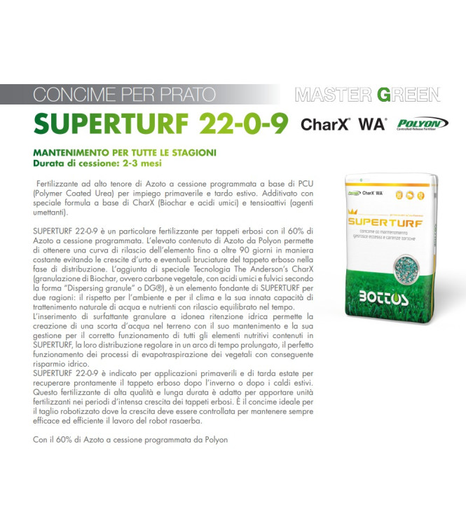 SUPER TURF CONCIME DI MANTENIMENTO A CESSIONE CONTROLLATO 25 KG - BOTTOS 130004307