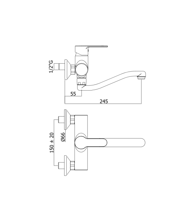 MISCELATORE LAVELLO A MURO PAFFONI SERIE BLU BLU161CR