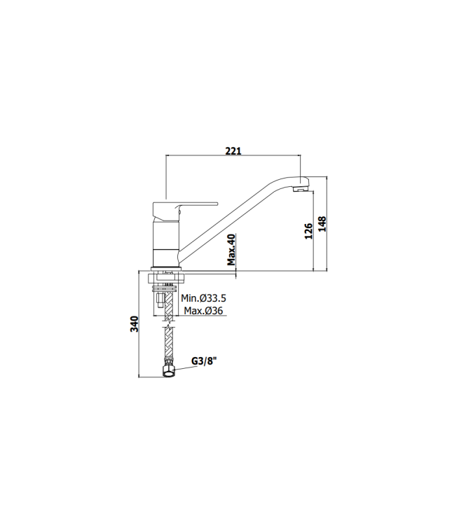 MISCELATORE LAVELLO MONOCOMANDO CON CANNA ORIENTABILE PAFFONI SERIE RED RED182TCR