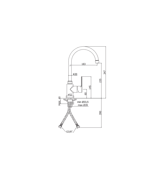 MISCELATORE LAVELLO MONOCOMANDO PAFFONI SERIE BLU BLU180CR