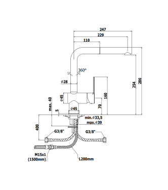 MISCELATORE MONOCOMANDO LAVELLO CON DOCCETTA ESTRAIBILE PAFFONI SERIE RINGO RIN185CR