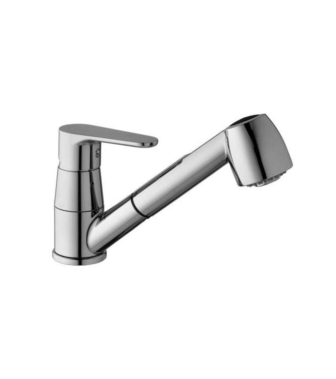 MISCELATORE MONOCOMANDO LAVELLO CUCINA CON DOCCINO ESTRAIBILE PAFFONI SERIE GREEN GR183CR