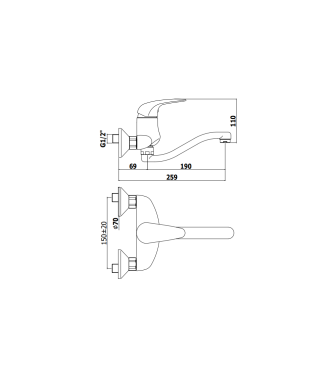 MISCELATORE MONOCOMANDO PER LAVELLO A PARETE PAFFONI SERIE DUEMILA DU161CR