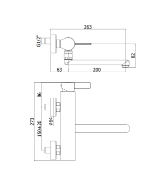 MISCELATORE MONOCOMANDO PER LAVELLO A PARETE PAFFONI SERIE ROCK RO161CR