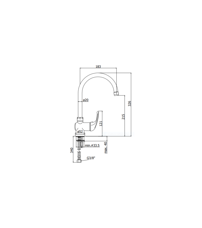 MISCELATORE MONOCOMANDO PER LAVELLO CON CANNA ORIENTABILE PAFFONI SERIE APOLLO APM3180CR