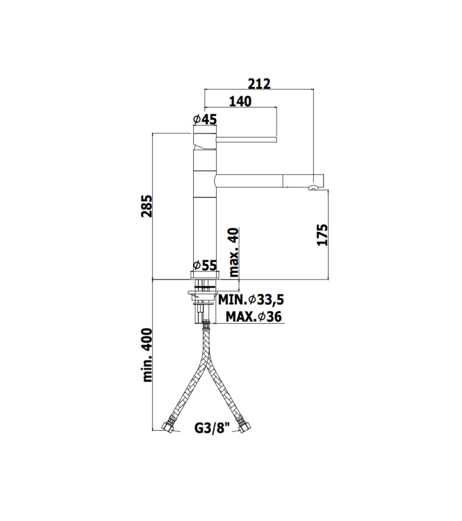 MISCELATORE MONOCOMANDO PER LAVELLO CON CANNA ORIENTABILE PAFFONI SERIE BIRILLO BI188CR