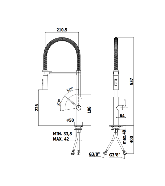 MISCELATORE MONOCOMANDO PER LAVELLO CON CANNA ORIENTABILE PAFFONI SERIE CHEF CH179CR