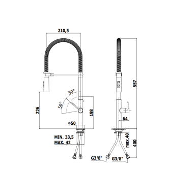 MISCELATORE MONOCOMANDO PER LAVELLO CON CANNA ORIENTABILE PAFFONI SERIE CHEF CH179CR