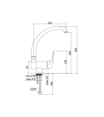 MISCELATORE MONOCOMANDO PER LAVELLO CON CANNA ORIENTABILE PAFFONI SERIE DUEMILA DU189CR
