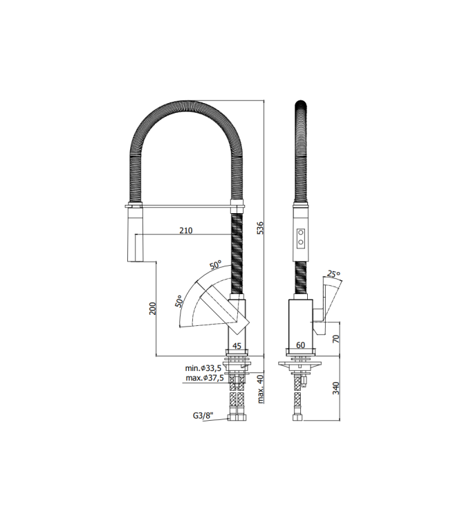 MISCELATORE MONOCOMANDO PER LAVELLO CON CANNA ORIENTABILE PAFFONI SERIE ELLE EL179CR