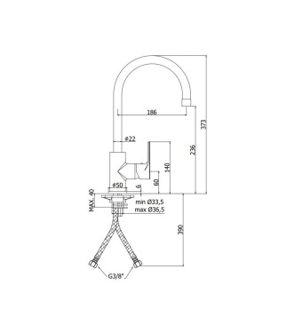 MISCELATORE MONOCOMANDO PER LAVELLO CON CANNA ORIENTABILE PAFFONI SERIE GREEN GR180CR