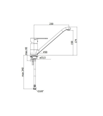 MISCELATORE MONOCOMANDO PER LAVELLO CON CANNA ORIENTABILE PAFFONI SERIE GREEN GR182CR