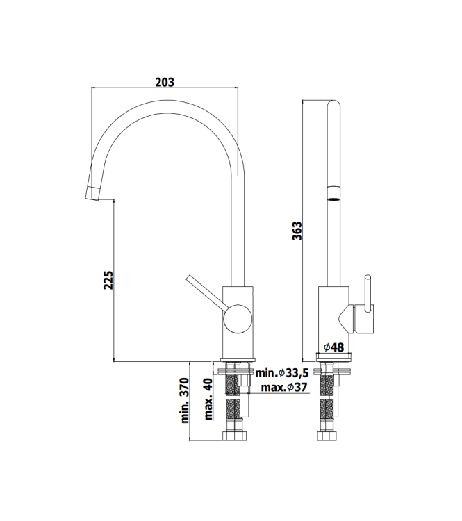 MISCELATORE MONOCOMANDO PER LAVELLO CON CANNA ORIENTABILE PAFFONI SERIE LIGHT LIG180CR