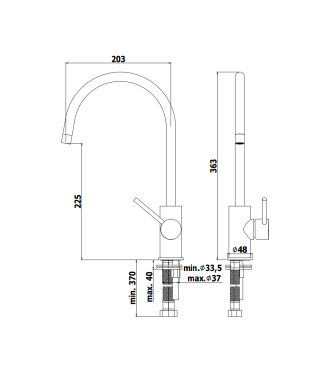 MISCELATORE MONOCOMANDO PER LAVELLO CON CANNA ORIENTABILE PAFFONI SERIE LIGHT LIG180CR