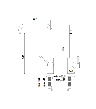 MISCELATORE MONOCOMANDO PER LAVELLO CON CANNA ORIENTABILE PAFFONI SERIE LIGHT LIG980CR